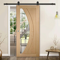 Secury-T Rail porte coulissante loft/fermière 2m acier noir pour porte en bois