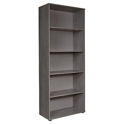 Alter Bibliothèque avec 5 étagères, Bibliothèque simple pour livres, Bibliothèque de rangement de bureau, cm 79x34h188, couleur Ciment