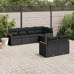 Maison Chic Ensemble Tables et chaises d'extérieur 7pcs avec coussins,Salon de jardin noir résine tressée -GKD755550