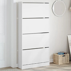 Maison Chic Armoire à chaussures 4 tiroirs | Meuble de rangement à chaussures Meuble d'Entrée rabattables blanc 80x21x163,5 cm -MN71002