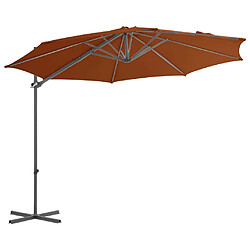 vidaXL Parasol de jardin en porte-à-faux avec mât en acier terre cuite