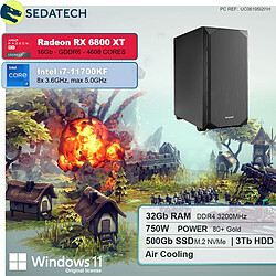 Sedatech PC Gaming • Intel i7-11700KF • RX 6800 XT • 32 Go RAM • 500Go SSD M.2 • 3To HDD • Windows 11