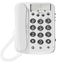 Geemarc Téléphone Fixe Senior Amplifié 15dB avec Grandes Touches Dallas 10 Blanc