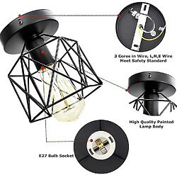 Avis Universal Lampe rétro plafond lampe en fer noir lampe pendentif industriel lampe cage en métal