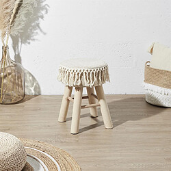 The Home Deco Factory Tabouret Bohème - Hauteur 40 cm - Beige