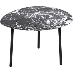 LEITMOTIV Table basse en métal imitation marbre Ovoid 67 x 60 cm noir.