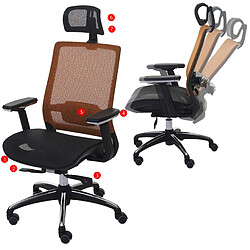 Decoshop26 Fauteuil de bureau sur roulettes appui-tête ergonomique mécanisme à bascule en tissu maille noir-orange 04_0001785 pas cher