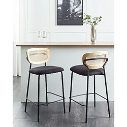 Beliani Tabouret de bar Set de 2 Tissu Noir MAYETTA