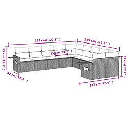 Acheter vidaXL Salon de jardin avec coussins 10 pcs gris résine tressée