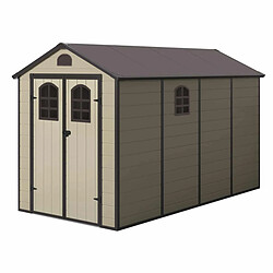 Abri de Jardin en Résine Gardiun Alessia C 6,88 m² 366x188x225 cm avec Plancher et Fenêtres Beige