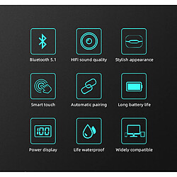 Universal Écouteurs sans fil Bluetooth 5.0 écouteurs 9D stéréo écouteurs avec microphone pour Huawei Samsung Xiaomi casque de sport | écouteurs Bluetooth(Le noir) pas cher
