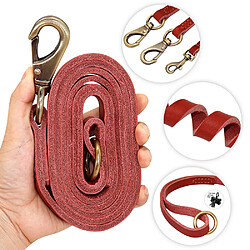 Universal Laisse pour chien en cuir de 150 cm pour animaux de compagnie Entraînement à la marche Guide Berger allemand Golden Retriever Microphone Cuir pur | Laisse (rouge)