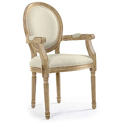 Fauteuil médaillon Louis XVI tissu Beige