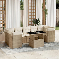 vidaXL Salon de jardin avec coussins 8 pcs beige résine tressée 