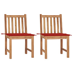 vidaXL Chaises de jardin lot de 2 avec coussins Bois de teck massif 