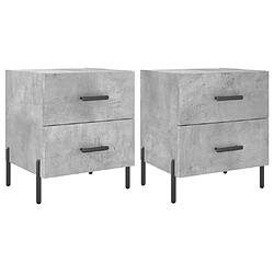 vidaXL Tables de chevet 2pcs gris béton 40x35x47,5cm bois d’ingénierie