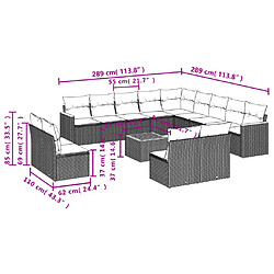 Acheter vidaXL Salon de jardin avec coussins 14 pcs gris résine tressée