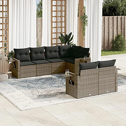 vidaXL Salon de jardin avec coussins 7 pcs gris résine tressée 