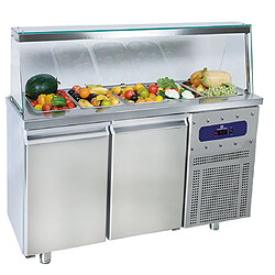 Saladette Avec 2 Portes GN 1/1 Et Structure En Verre, 4X GN 1/1 H 150 mm, -2°/+8°C - Mastro