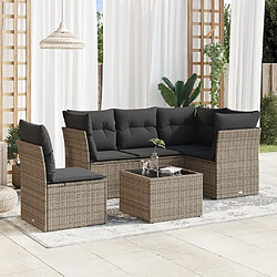 Maison Chic Salon de jardin 6 pcs avec coussins | Ensemble de Table et chaises | Mobilier d'Extérieur gris résine tressée -GKD63432