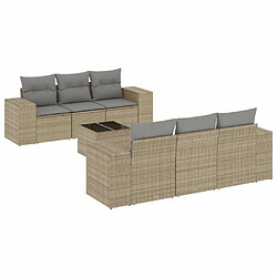 vidaXL Salon de jardin avec coussins 7 pcs beige résine tressée