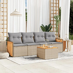 vidaXL Salon de jardin avec coussins 5 pcs beige résine tressée 