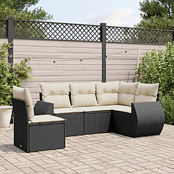 vidaXL Salon de jardin 5 pcs avec coussins noir résine tressée 