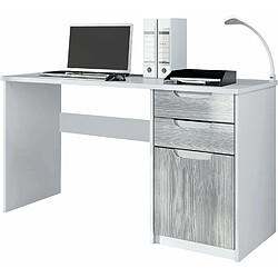 Mpc Bureau Avec 2 Tiroirs Et D’une Porte Blanc Mat Et Avola-anthracite (129 X 76 X 60 Cm)