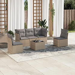 vidaXL Salon de jardin avec coussins 6 pcs beige résine tressée 