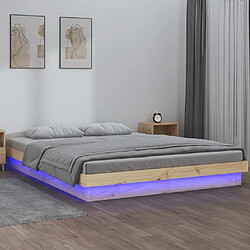 Maison Chic Cadre/structure de lit à LED pour adulte - Lit Moderne Chambre 120x200 cm bois massif -MN25503