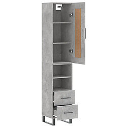 Avis vidaXL Buffet haut Gris béton 34,5x34x180 cm Bois d'ingénierie