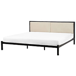 Beliani Lit double en métal noir et beige clair 180 x 200 cm CLAMART