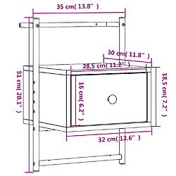 vidaXL Table de chevet murale 2 pcs chêne fumé 35x30x51 cm pas cher