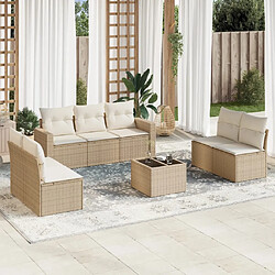 vidaXL Salon de jardin avec coussins 8 pcs beige résine tressée 