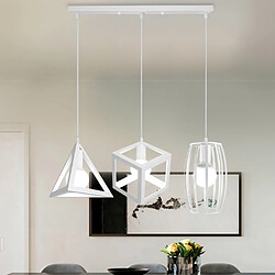 Stoex E27 Lustre Suspension industrielle rétro cage en 3 forme différentes abat-jour vintage E27 luminaire Blanc