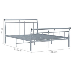 vidaXL Cadre de lit sans matelas gris métal 140x200 cm pas cher