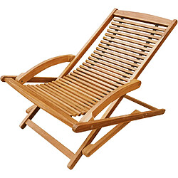 Acheter Helloshop26 Transat chaise longue bain de soleil lit de jardin terrasse meuble d'extérieur avec repose-pied bois d'acacia solide 02_0012568