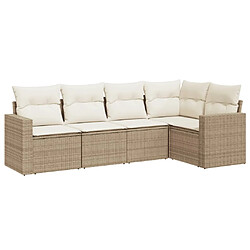 vidaXL Salon de jardin avec coussins 5 pcs beige résine tressée