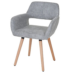 Decoshop26 Chaise de salle à manger bureau visiteur sans roulette design rétro en tissu gris pied en bois clair 04_0002154 