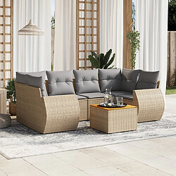 Maison Chic Salon de jardin avec coussins 7 pcs, Ensemble Tables et chaises de jardin, beige résine tressée -GKD735647