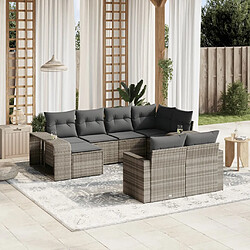 vidaXL Salon de jardin avec coussins 10 pcs gris clair résine tressée