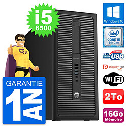 PC Tour HP EliteDesk 800 G2 Intel i5-6500 RAM 16Go Disque Dur 2To Windows 10 Wifi - Occasion