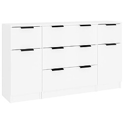 Maison Chic Ensemble de 3 Buffets,commode,console pour rangement Blanc Bois d'ingénierie -MN46503