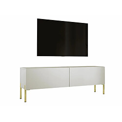 3XELIVING Meuble TV en couleur Cachemire avec pieds droits en or, D: l : 140 cm, H : 52 cm, P : 32 cm