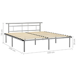 vidaXL Cadre de lit sans matelas gris métal 180x200 cm pas cher