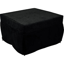 Alter Puof convertible en lit simple, Fabriqué en Italie, Lit pliant, Pouf en tissu amovible et peu encombrant pour le salon, cm 78x78 / 195h45, Noir