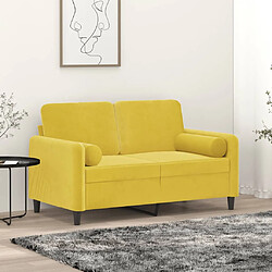 vidaXL Canapé 2 places avec oreillers décoratifs jaune 120 cm velours