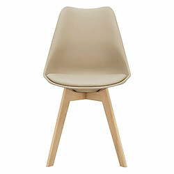 Helloshop26 Lot de 2 chaises de salle à manger scandinave siège cuisine plastique similicuir hêtre 81 cm beige 03_0002767