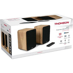 THOMSON Enceintes Bluetooth 5.0 WS602DUO 100W en Bois avec Télécommande Jaune pas cher