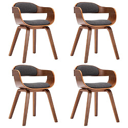 Maison Chic Lot de 4 Chaises à manger,Chaise pour cuisine gris foncé tissu et bois courbé -MN71890